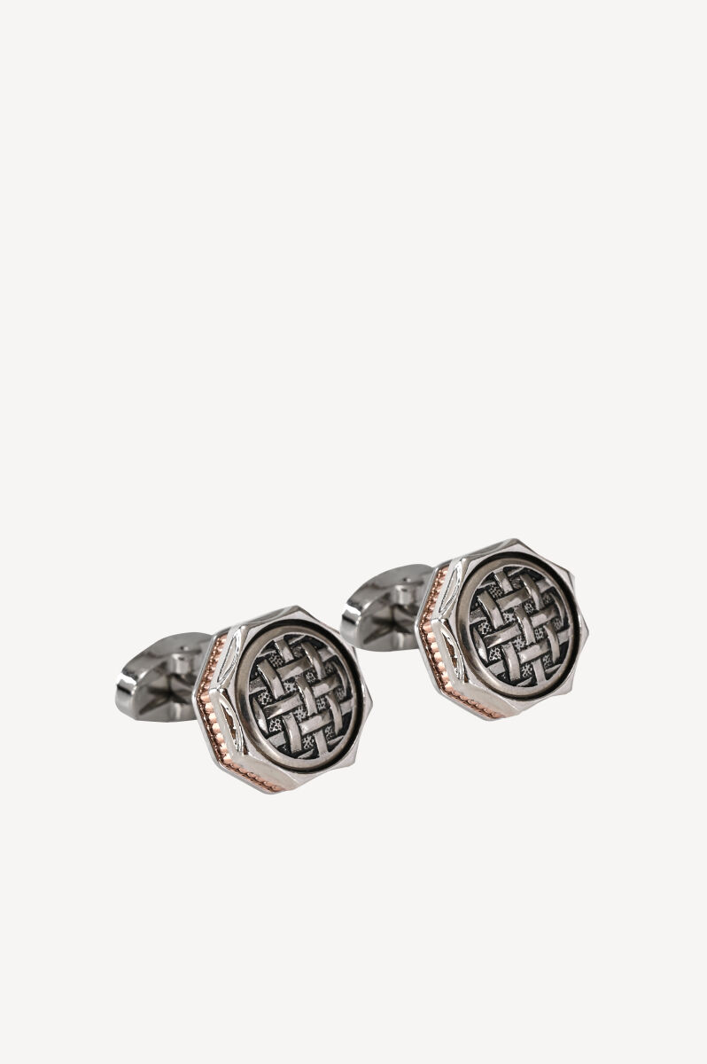 Erkek Gümüş Sarmal Desenli Kol Düğmesi - 1