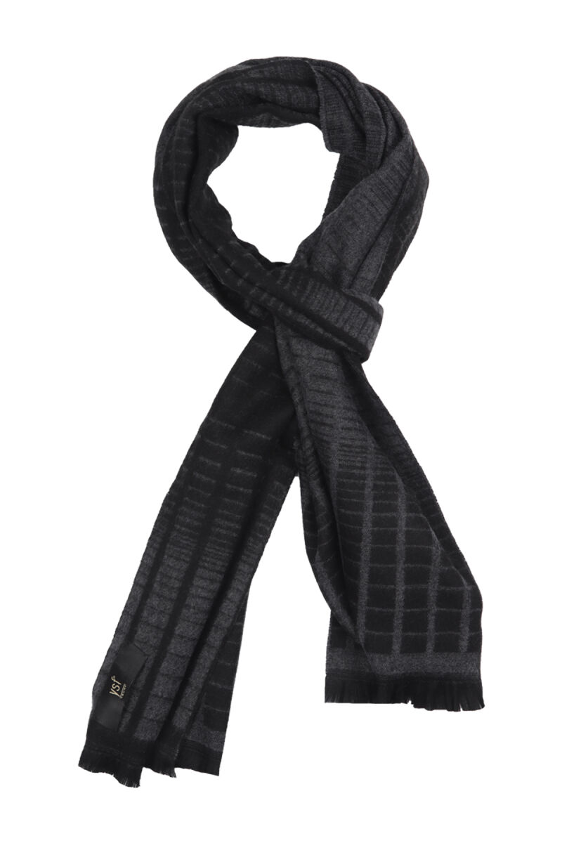 Erkek Siyah Gri Desenli Kaşkol - 2