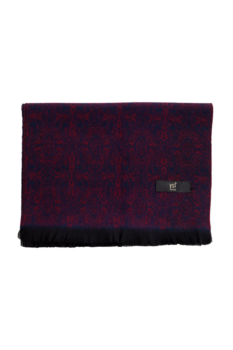 Erkek Lacivert Bordo Desenli Kışlık Kaşkol - 1