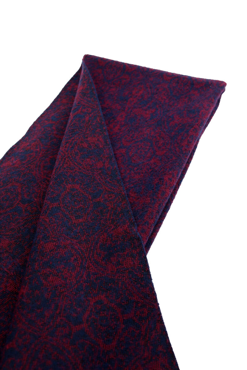 Erkek Lacivert Bordo Desenli Kışlık Kaşkol - 2
