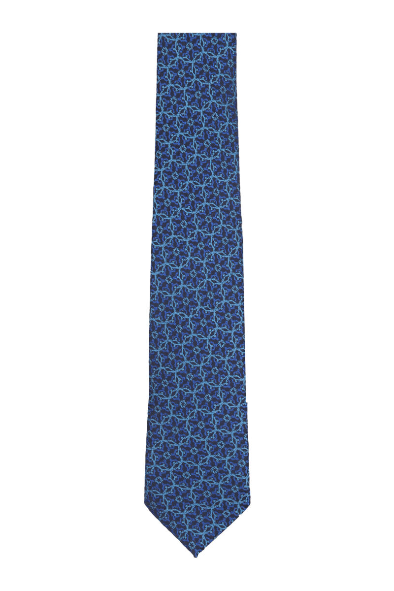 Erkek Lacivert Desenli Kravat - 1