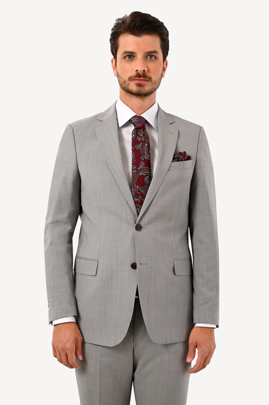 Erkek Açık Gri Regular Fit Takım Elbise