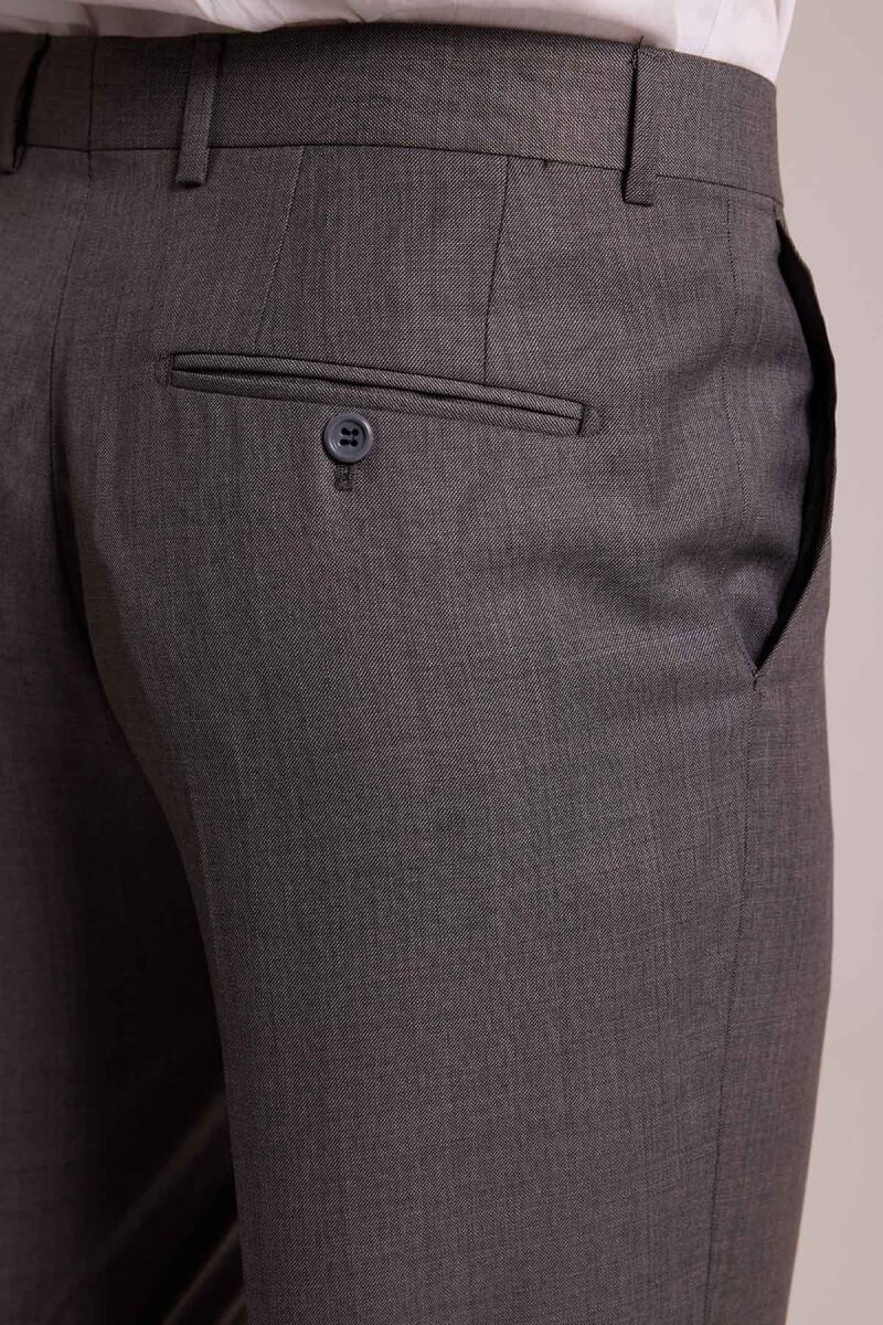 Erkek Açık Gri Regular Fit Yünlü Kumaş Pantolon - 6