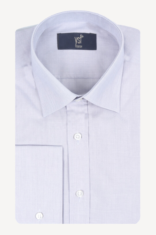 Erkek Açık Gri Slim Fit Pamuk Gömlek