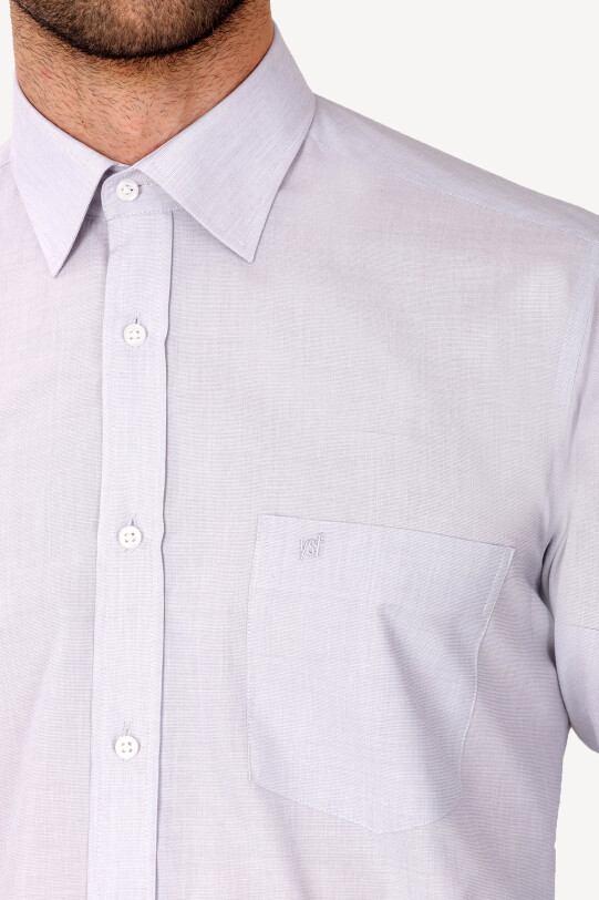 Erkek Açık Gri Uzun Kol Klasik Gömlek