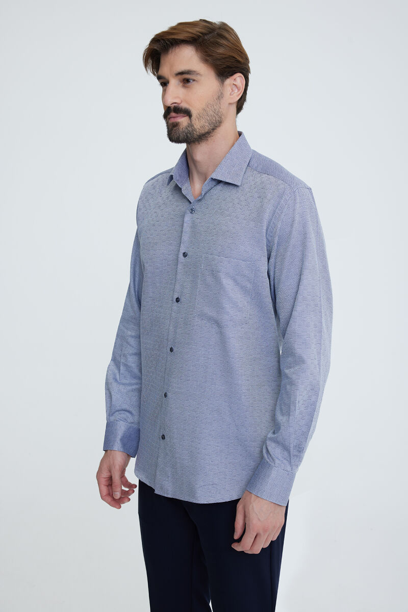 Erkek Açık Gri Uzun Kol Regular Fit Gömlek - 2