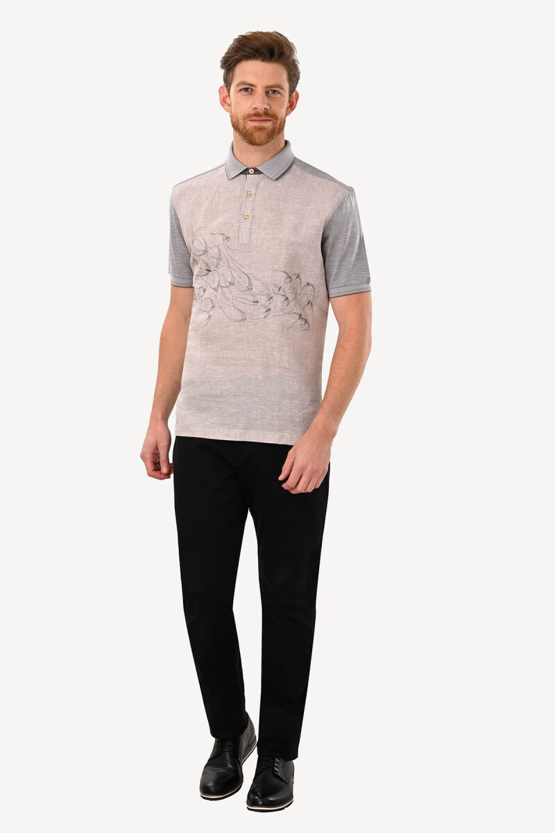Erkek Açık Kahverengi Regular Fit Desenli Tshirt - 3