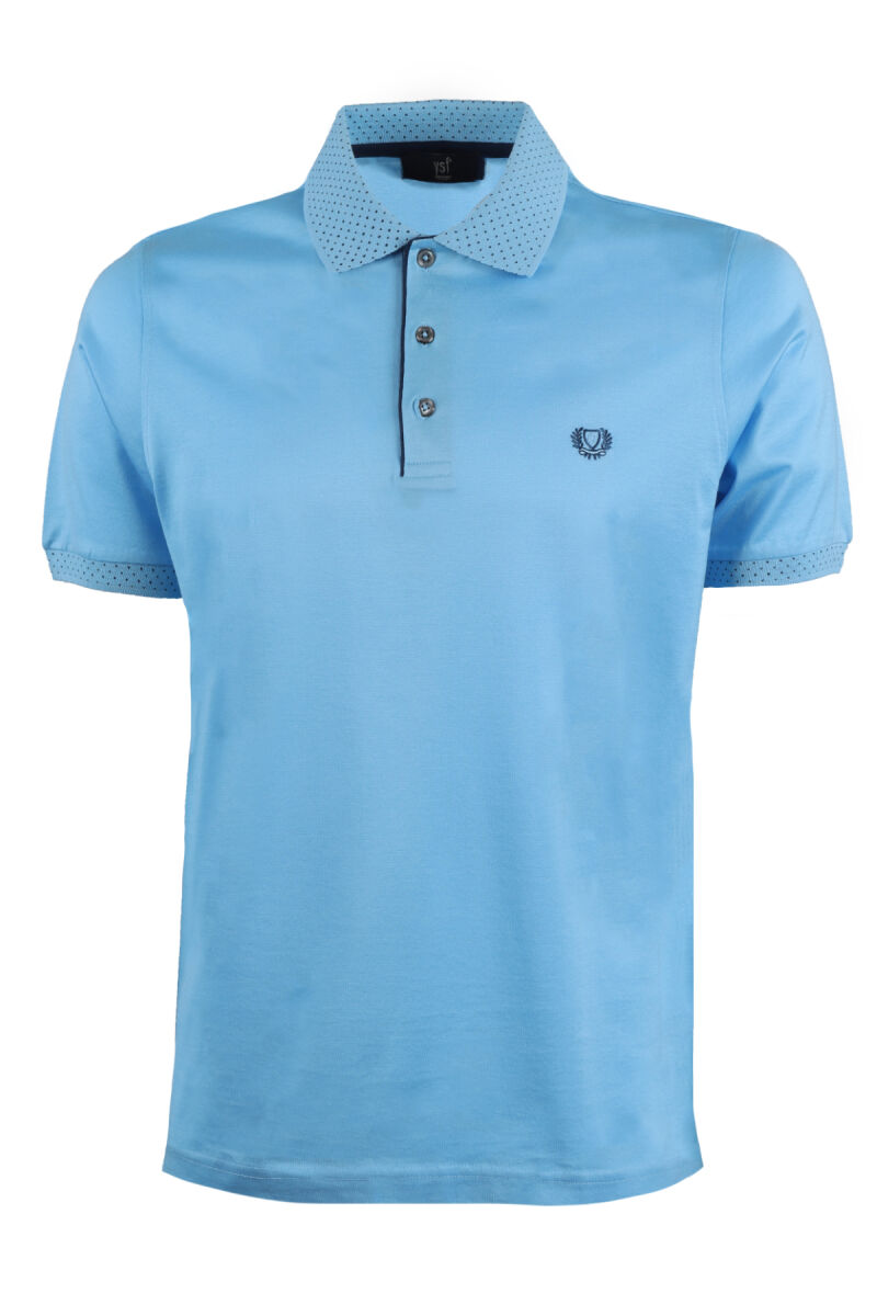 Erkek Açık Mavi Polo Yaka Regular Fit Tshirt - 1