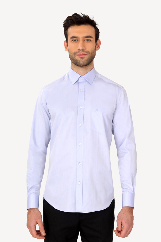 Erkek Açık Mavi Uzun Kol Klasik Gömlek