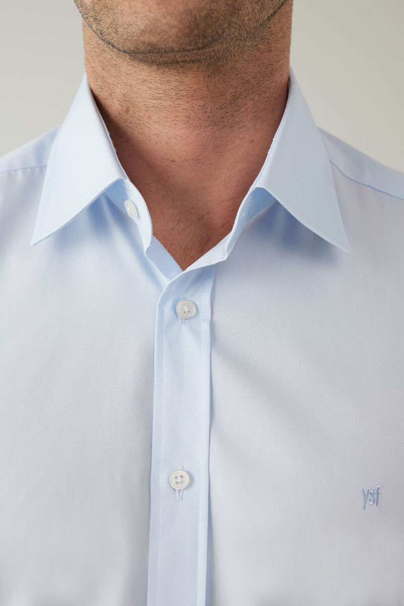 Erkek Açık Mavi Uzun Kol Silim Fit Saten Gömlek - 7
