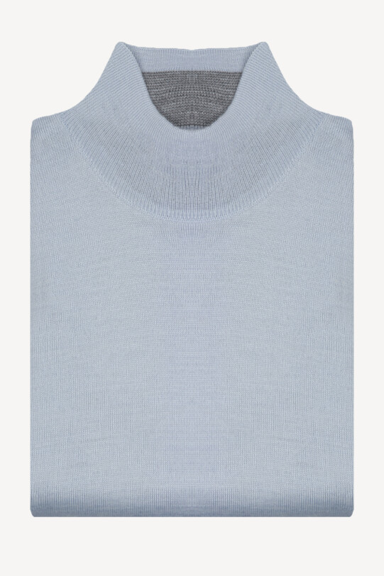 Erkek Açık Mavi Yarım Balıkçı Yaka Klasik Triko