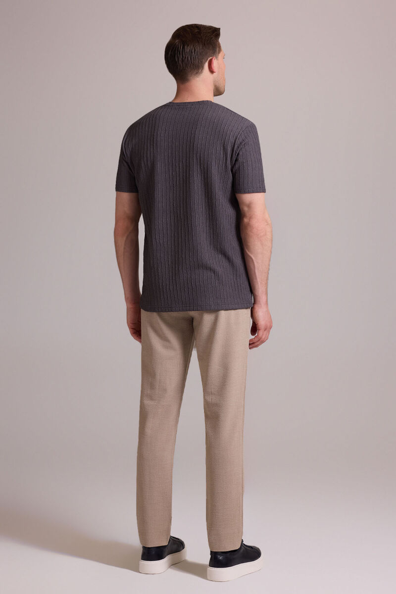 Erkek Antrasit Desenli Bisiklet Yaka T-shirt - 8