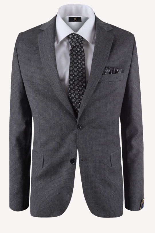 Erkek Antrasit Desenli Slim Fit Takım Elbise