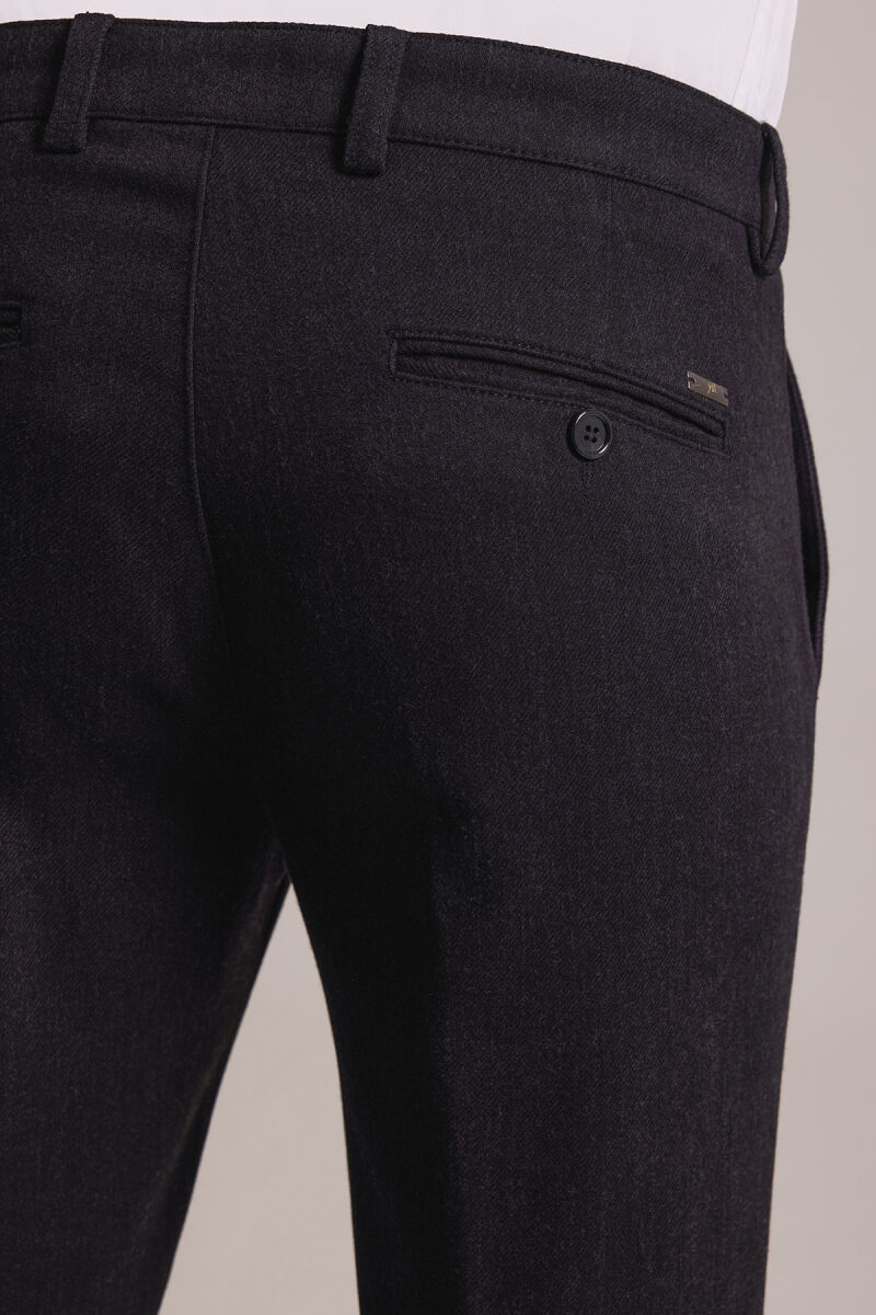 Erkek Antrasit Düz Regular Fit Kanvas Yan Cep Pantolon - 6