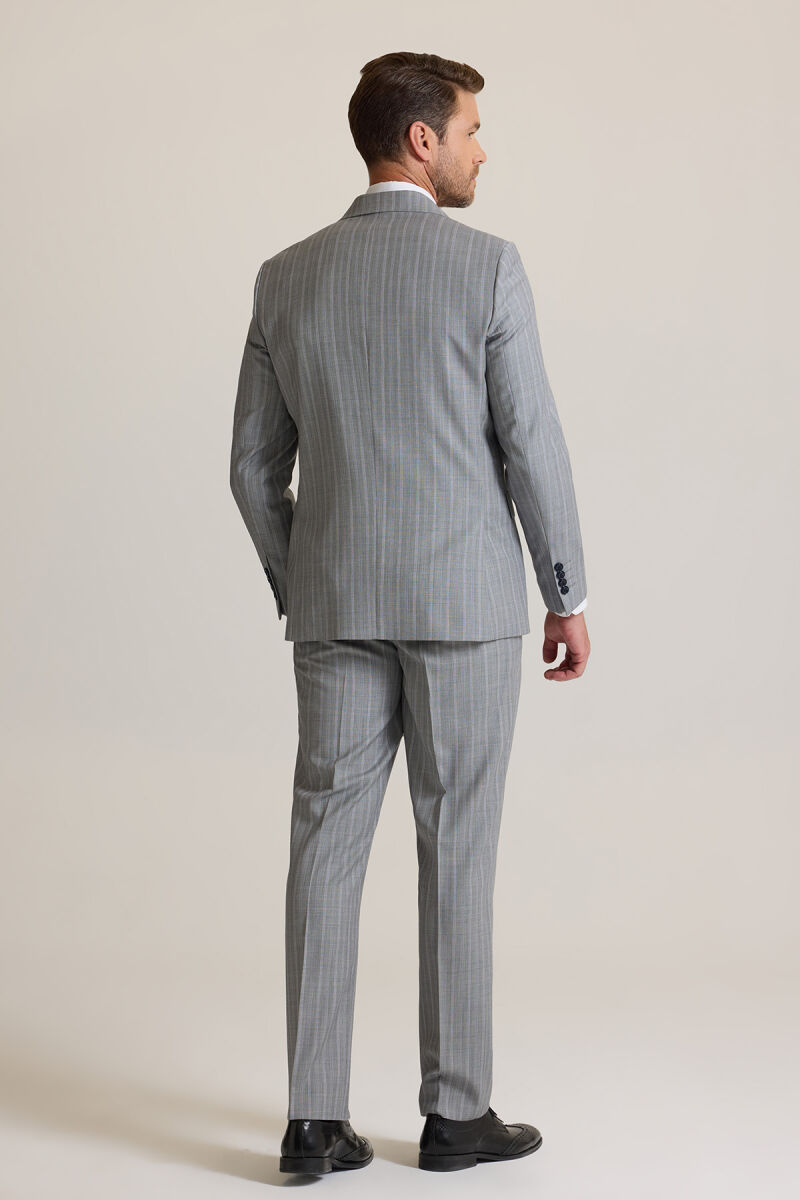 Erkek Antrasit Regular Fit Kruvaze Takım Elbise - 9