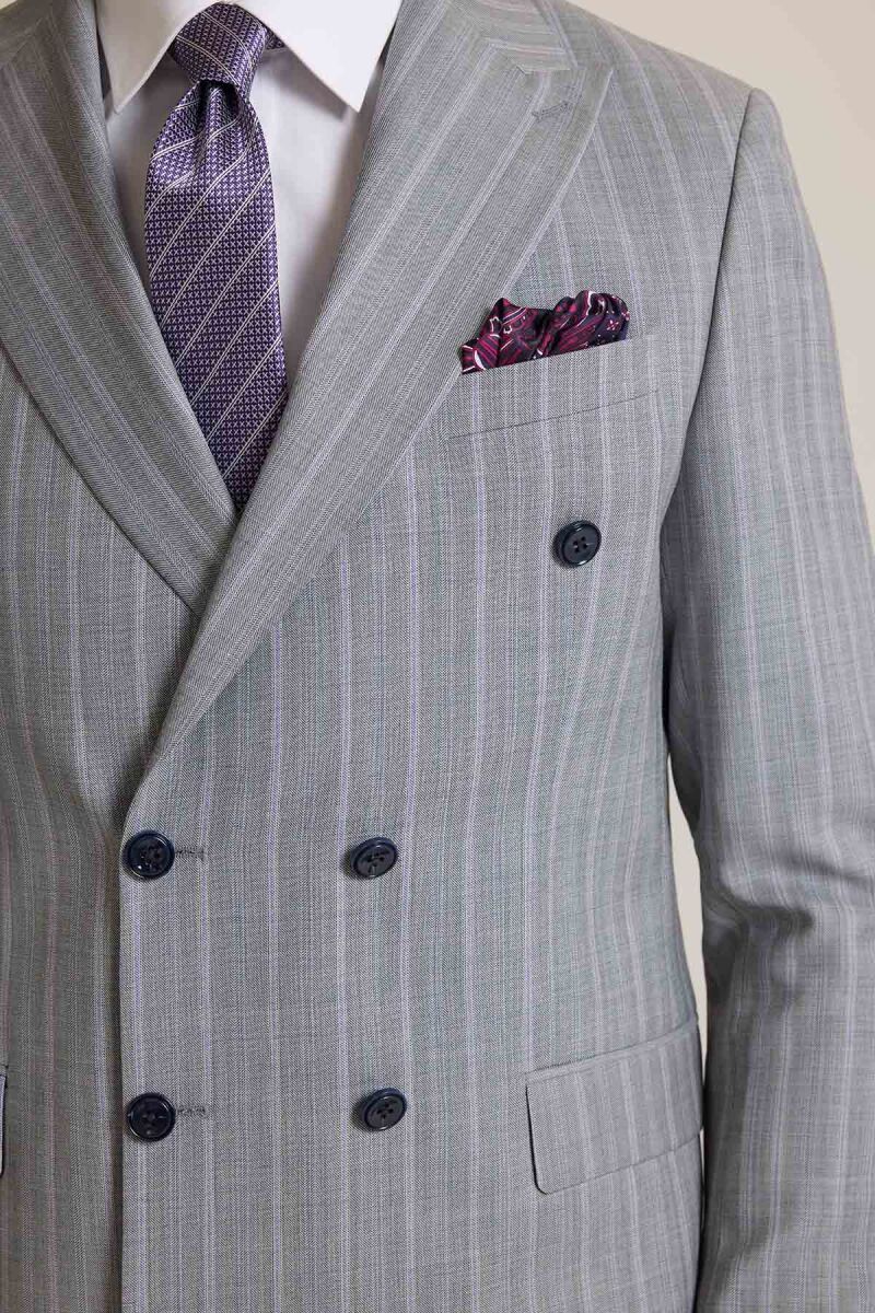 Erkek Antrasit Regular Fit Kruvaze Takım Elbise - 6