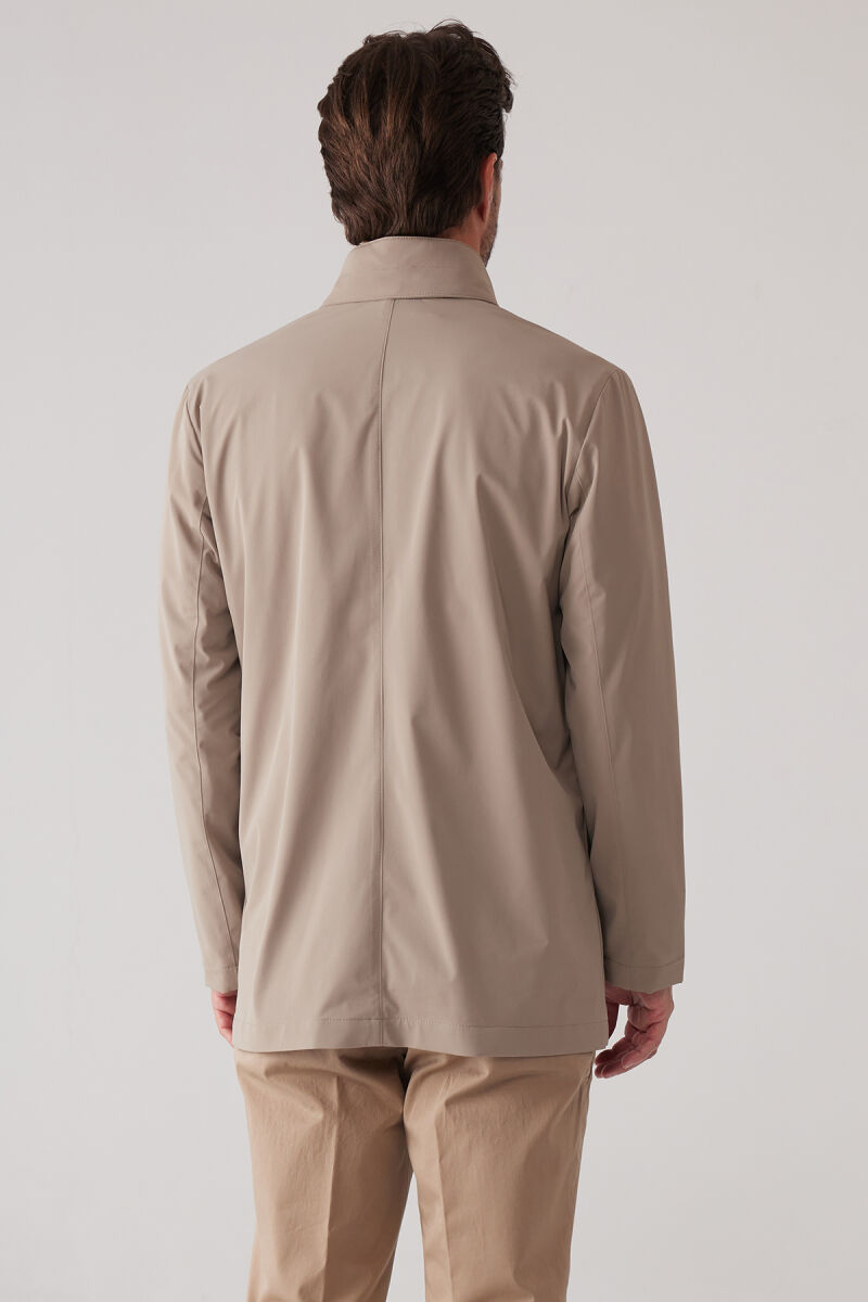 Erkek Bej Regular Fit Dik Yaka Yazlık Mont - 8
