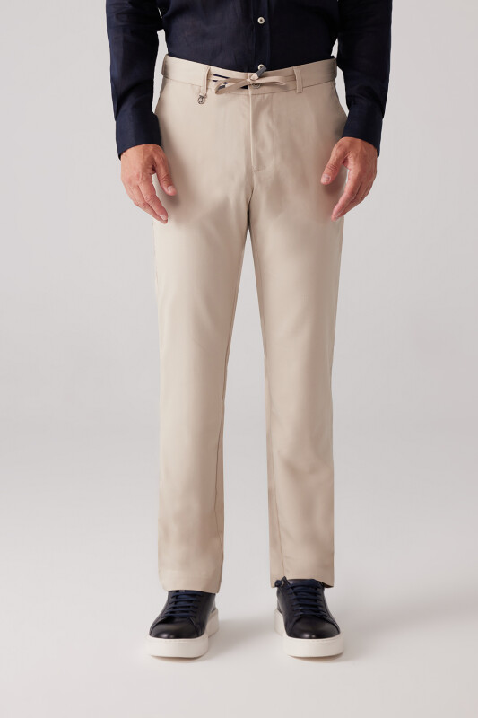 Erkek Bej Jogger Yan Cep Yazlık Pantolon