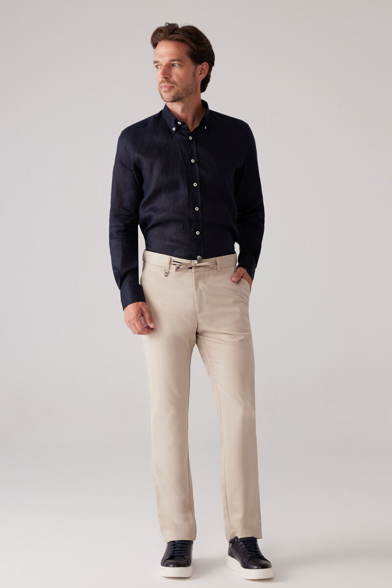 Erkek Bej Jogger Yan Cep Yazlık Pantolon - 5