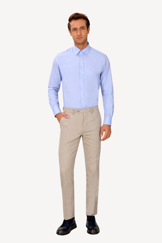 Erkek Bej Keten Spor Pantolon