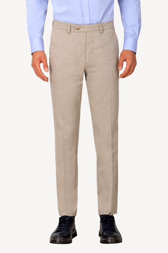 Erkek Bej Keten Spor Pantolon