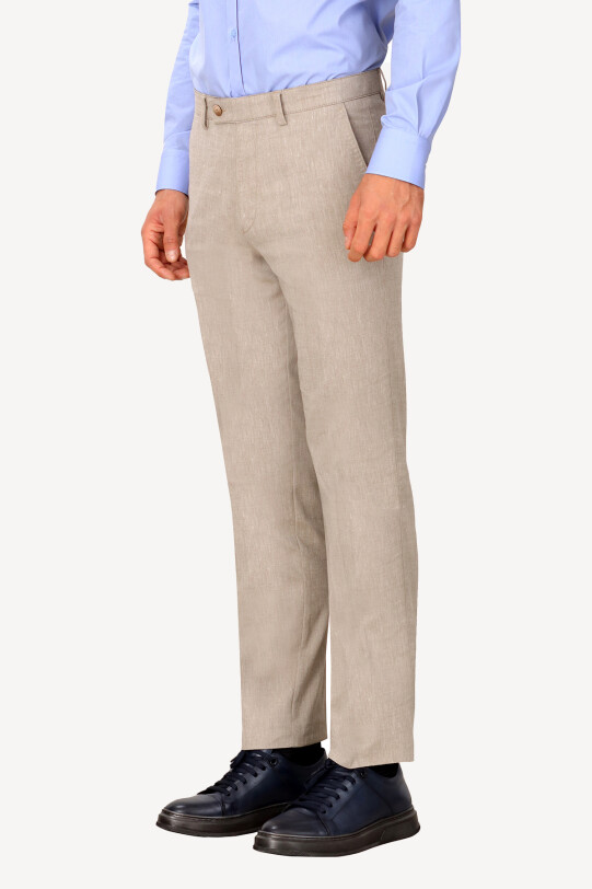 Erkek Bej Keten Spor Pantolon