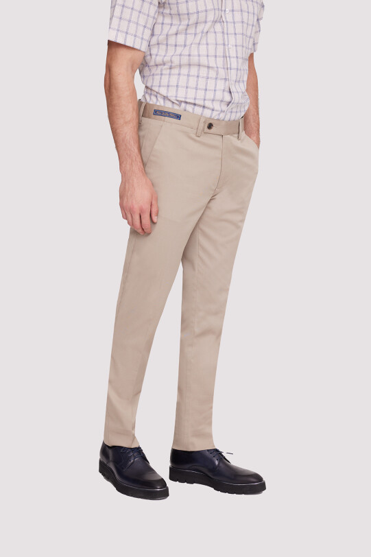 Erkek Bej Kanvas Spor Regular Fit Pantolon