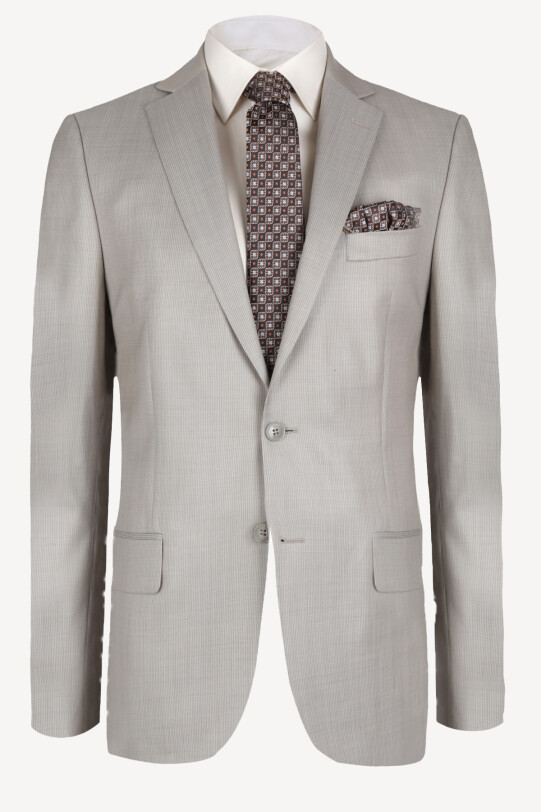 Erkek Bej Klasik Desenli Takım Elbise
