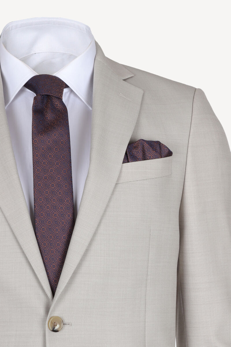 Erkek Bej Klasik Takım Elbise - 3