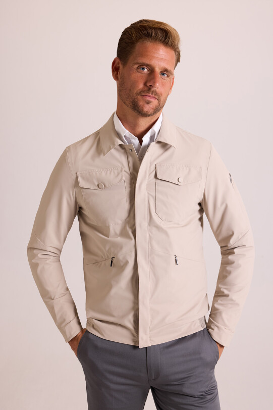 Erkek Bej Klasik Yaka Yazlık Mont