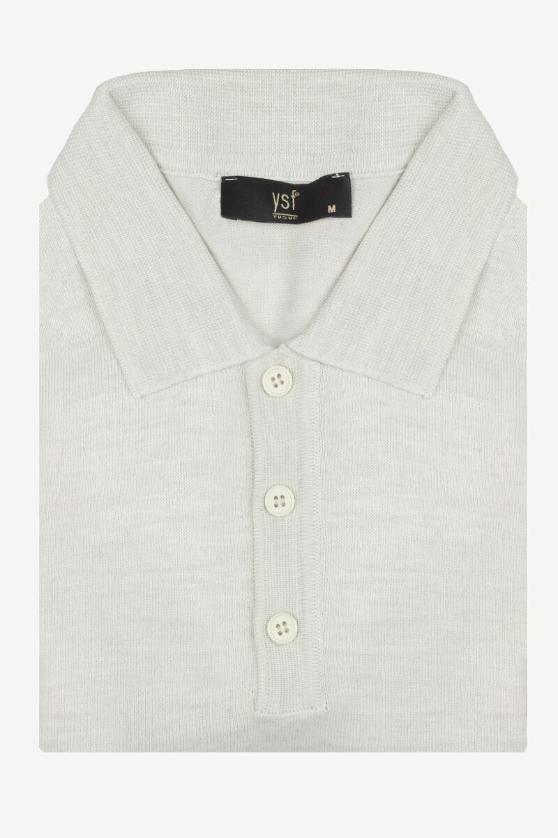 Erkek Bej Polo Yaka Klasik Triko - 3