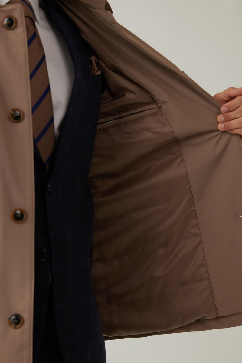 Erkek Bej Regular Fit Apolet Kol Kaban - 11