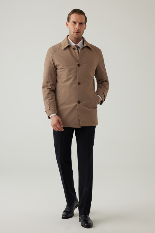 Erkek Bej Regular Fit Apolet Kol Kaban