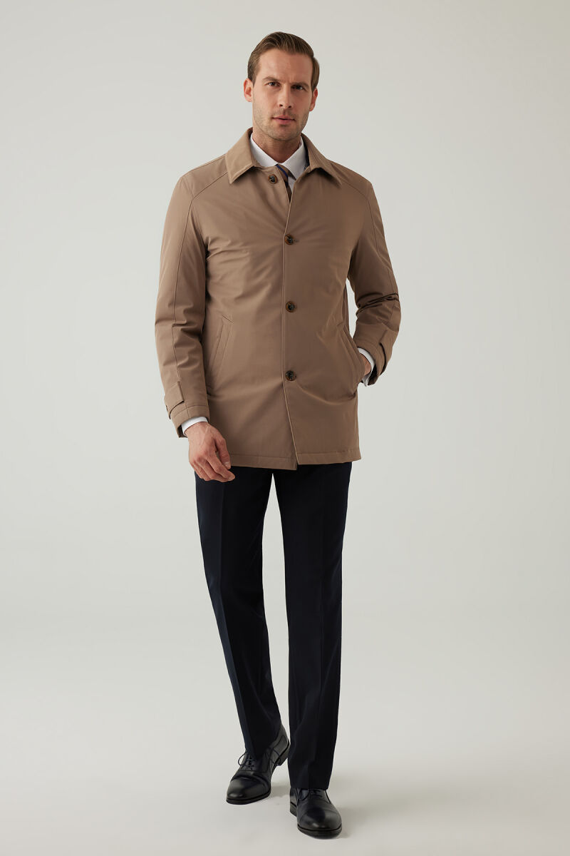 Erkek Bej Regular Fit Apolet Kol Kaban - 2
