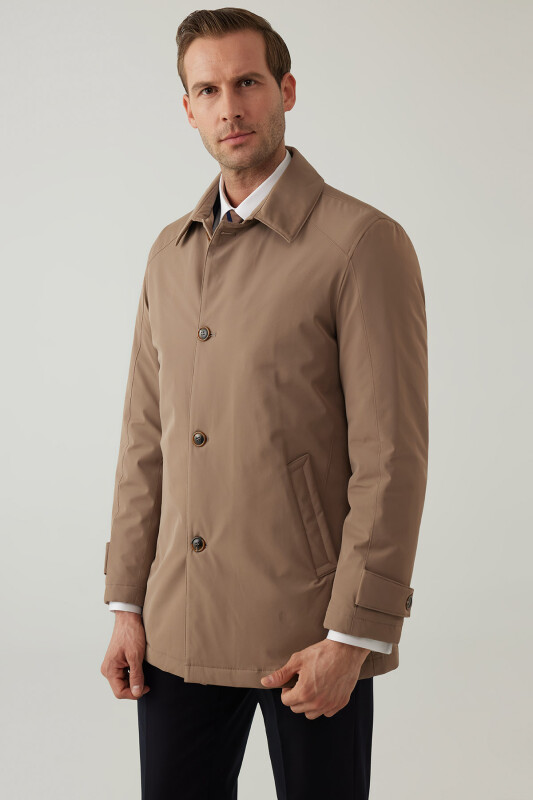 Erkek Bej Regular Fit Apolet Kol Kaban