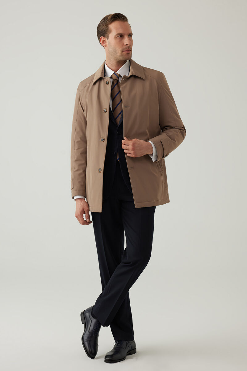 Erkek Bej Regular Fit Apolet Kol Kaban - 5