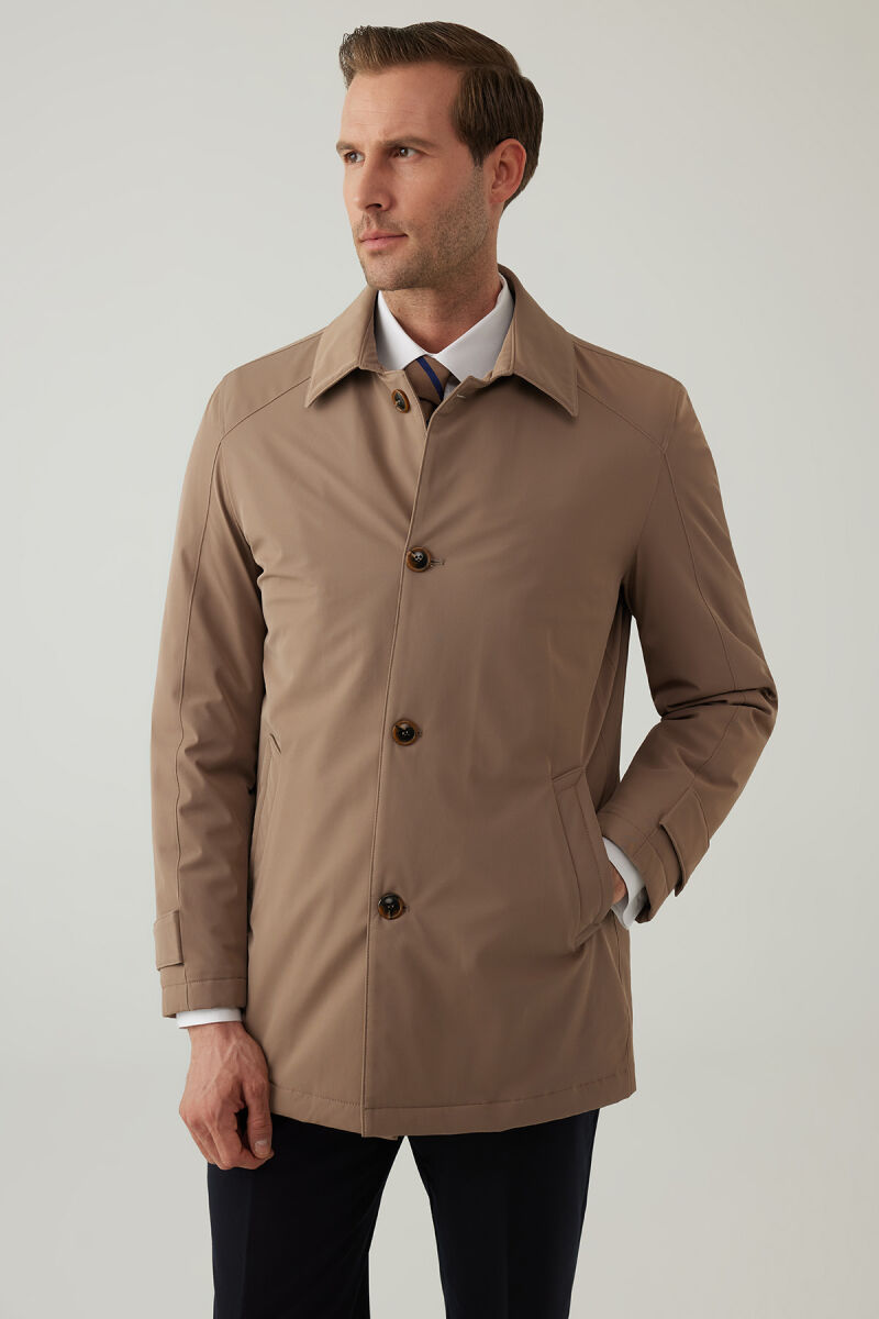 Erkek Bej Regular Fit Apolet Kol Kaban - 8