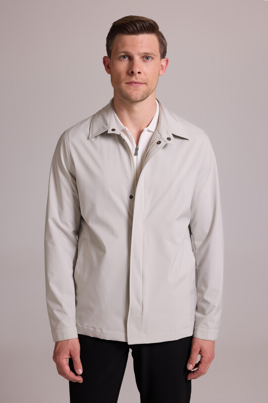 Erkek Bej Regular Fit Gömlek Yaka Yazlık Mont