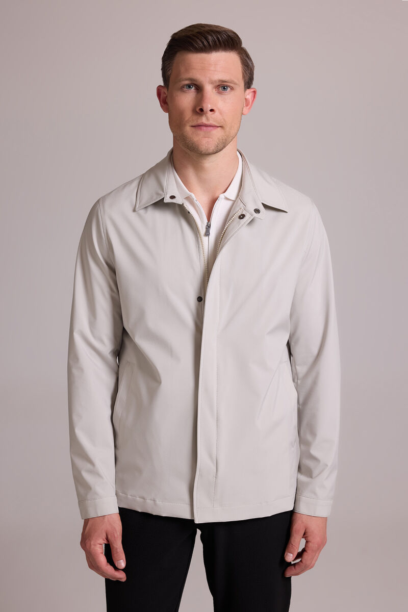 Erkek Bej Regular Fit Gömlek Yaka Yazlık Mont - 1