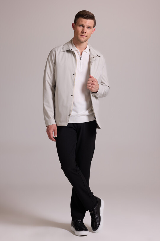 Erkek Bej Regular Fit Gömlek Yaka Yazlık Mont