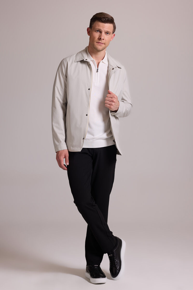 Erkek Bej Regular Fit Gömlek Yaka Yazlık Mont - 3