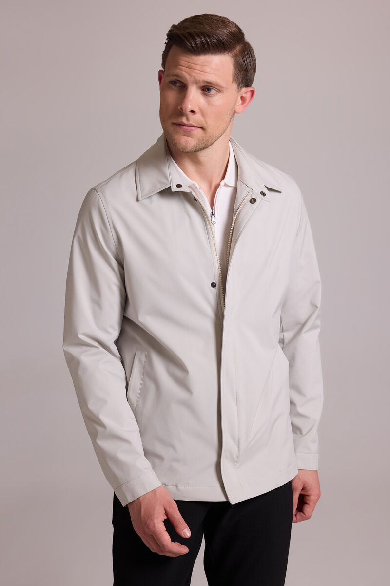 Erkek Bej Regular Fit Gömlek Yaka Yazlık Mont - 6