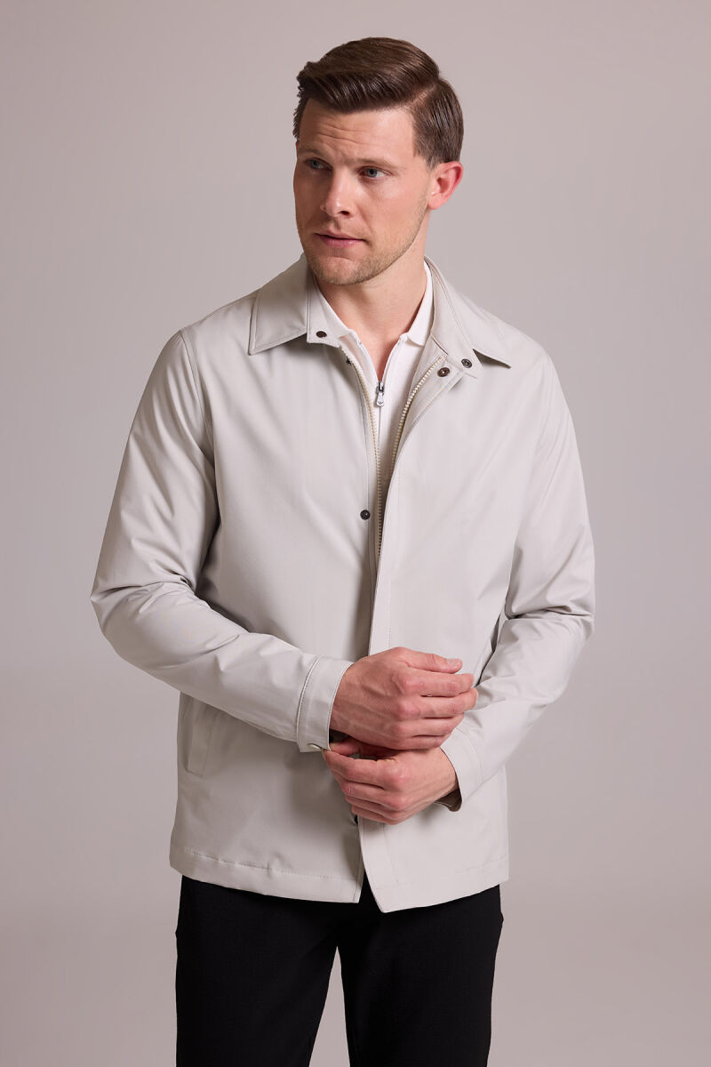 Erkek Bej Regular Fit Gömlek Yaka Yazlık Mont - 7