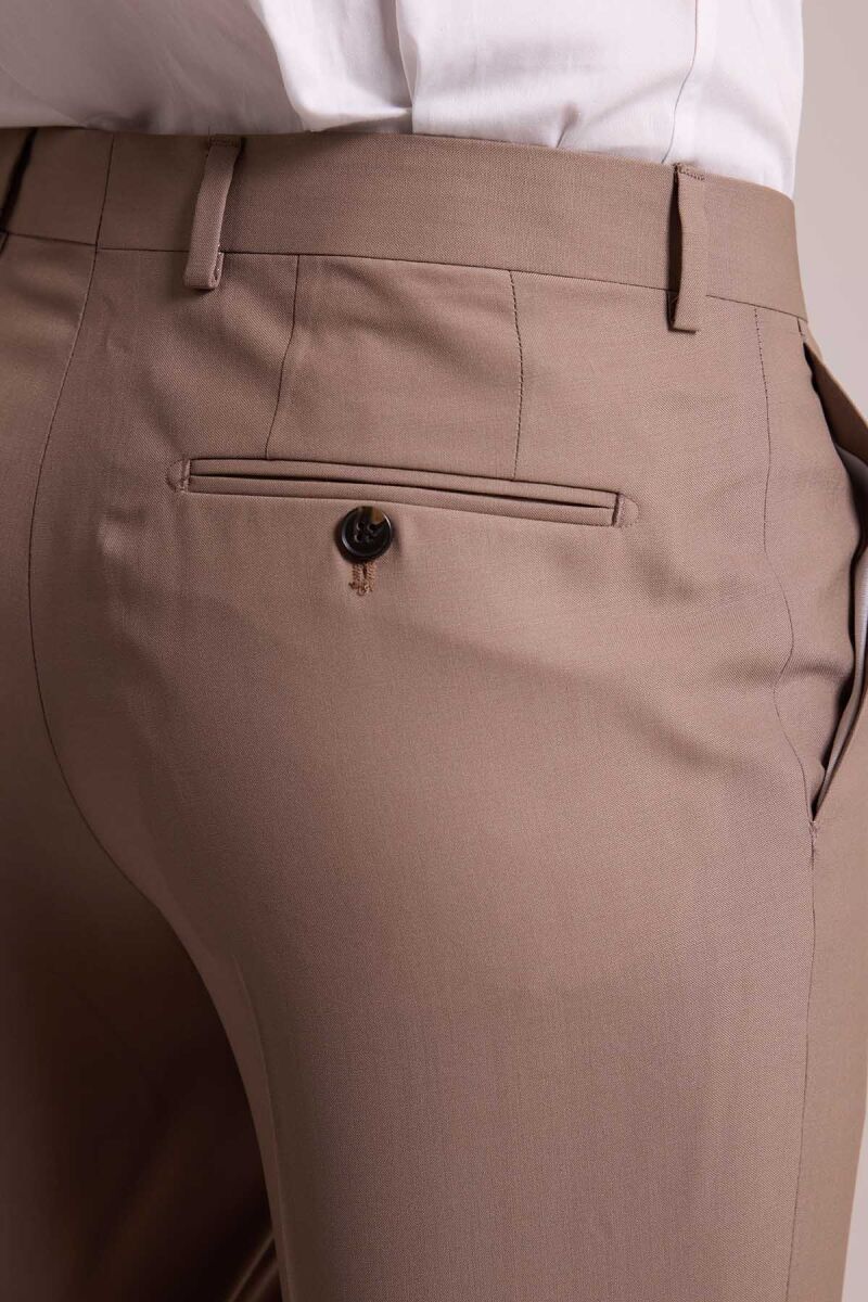 Erkek Bej Regular Fit Kruvaze Yün Takım Elbise - 7