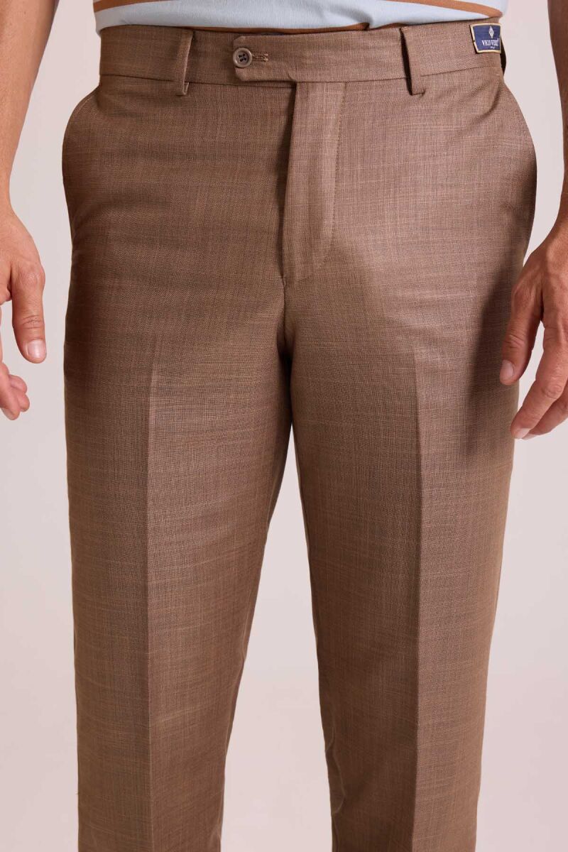 Erkek Bej Regular Fit Yün Kumaş Pantolon - 6