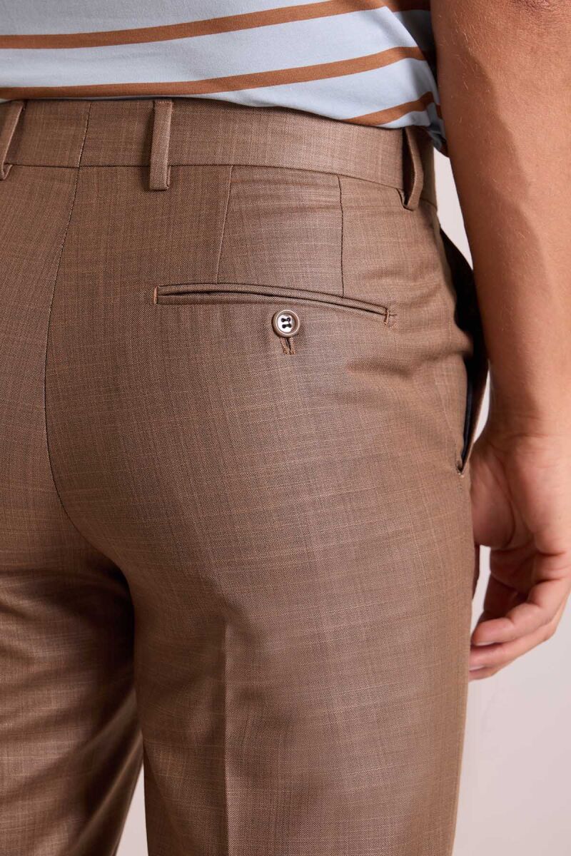 Erkek Bej Regular Fit Yün Kumaş Pantolon - 7