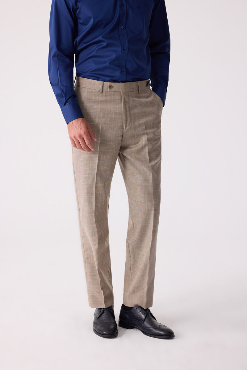 Erkek Bej Regular Fit Kumaş Pantolon - 2