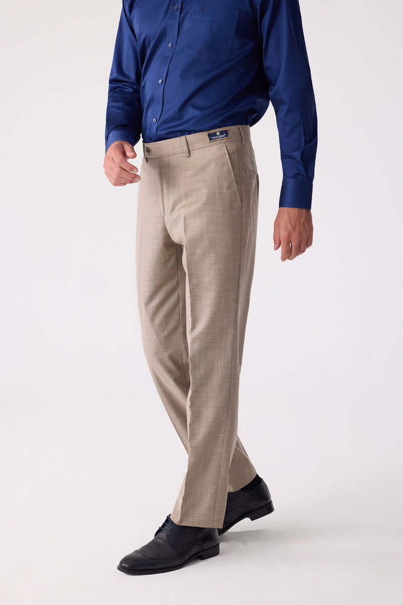 Erkek Bej Regular Fit Kumaş Pantolon - 3