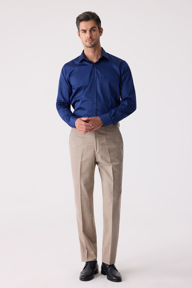 Erkek Bej Regular Fit Kumaş Pantolon - 4