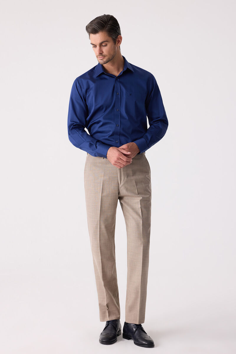 Erkek Bej Regular Fit Kumaş Pantolon - 6